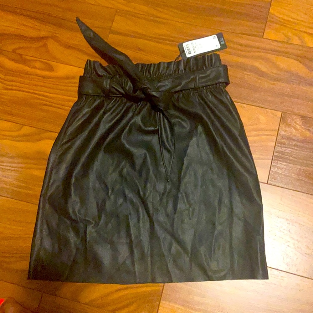 Paper bag “leather” skirt